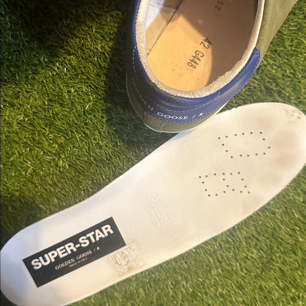 LIKE NEW Golden Goose Superstar 'Wood Green’ SuperStar Khaki Navy Men's Sneakers - Picture 6 of 6